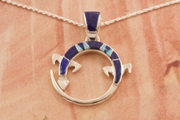 Calvin Begay Genuine Blue Lapis Sterling Silver Gecko Pendant
